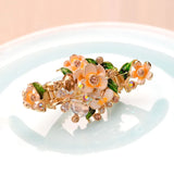 Enamel Flower Hair Claw Vintage Rhinestone Hair Clips
