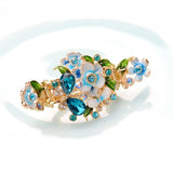 Enamel Flower Hair Claw Vintage Rhinestone Hair Clips