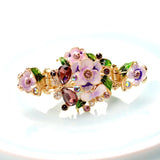 Enamel Flower Hair Claw Vintage Rhinestone Hair Clips