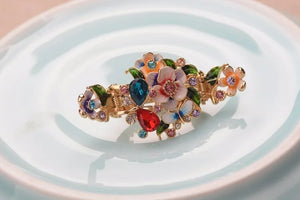 Enamel Flower Hair Claw Vintage Rhinestone Hair Clips