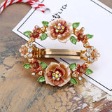 Enamel Flower Hair Pin Rhinestone Clip Crystal Hair Accessory