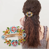 Enamel Flower Hair Pin Rhinestone Clip Crystal Hair Accessory