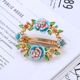 Enamel Flower Hair Pin Rhinestone Clip Crystal Hair Accessory