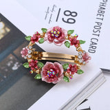 Enamel Flower Hair Pin Rhinestone Clip Crystal Hair Accessory