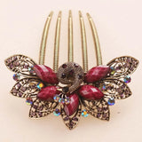 Vintage Peacock Hair Comb Chinese Rhinestone Hair Pin