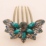 Vintage Peacock Hair Comb Chinese Rhinestone Hair Pin