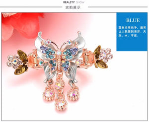 Vintage Rhinestone Butterfly Hair Claw Clip Women Small Hairpin Jewelry