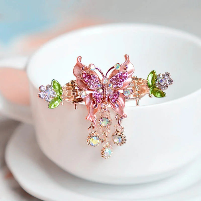 Vintage Rhinestone Butterfly Hair Claw Clip Women Small Hairpin Jewelry