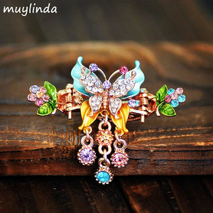 Vintage Rhinestone Butterfly Hair Claw Clip Women Small Hairpin Jewelry