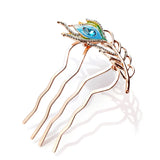 Crystal Feather Leaf Hair Comb Jewelry Hair Accessories