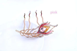 Crystal Feather Leaf Hair Comb Jewelry Hair Accessories