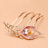 Crystal Feather Leaf Hair Comb Jewelry Hair Accessories