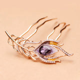 Crystal Feather Leaf Hair Comb Jewelry Hair Accessories