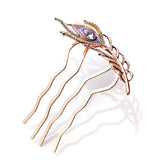 Crystal Feather Leaf Hair Comb Jewelry Hair Accessories