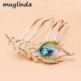 Crystal Feather Leaf Hair Comb Jewelry Hair Accessories