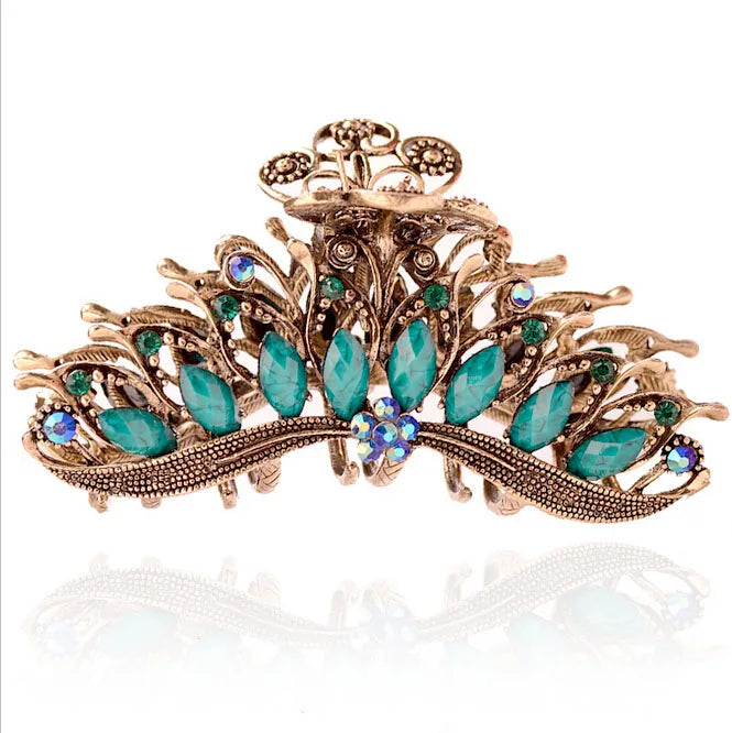 Vintage Antique Bronze Flower Hair Claw Crab Women Hair Accessories