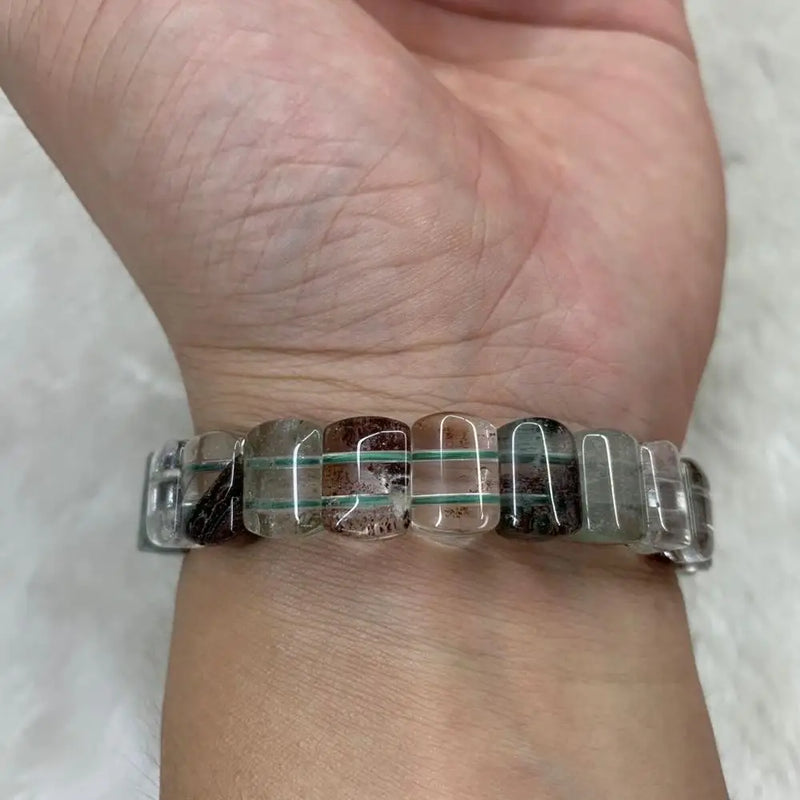 Green Phantom Quartz Stone Bracelet - Natural Gemstone Jewelry Bangle