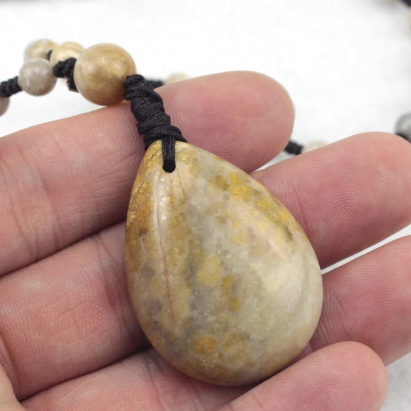 Chrysanthemum Stone Pendant for DIY Jewelry Necklaces