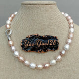 Freshwater Pearl Pink Purple Rice Mixed Pearl Choker Necklace