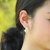 Hetian Chalcedony Cherry Blossom Earrings Retro Charm Women's Jewelry