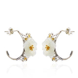 Hetian Chalcedony Cherry Blossom Earrings Retro Charm Women's Jewelry