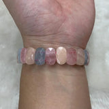 Morganite Stone Beads Bracelet Gemstone Bangle Women