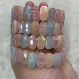 Morganite Stone Beads Bracelet Gemstone Bangle Women