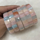 Natural Morganite Stone Beads Bracelet Gemstone Jewelry Bangle for Women