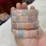 Natural Morganite Stone Bracelet Gemstone Bangle for Women