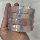 Natural Morganite Stone Bracelet Gemstone Bangle for Women