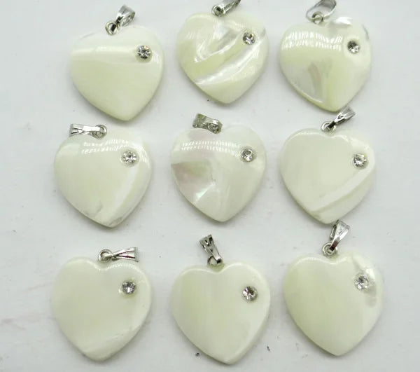 Heart-shaped Mother of Pearl Pendant for DIY Jewelry - 24pcs