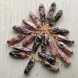 Rhodochrosite Wire Pillar Shape Pendants for Jewelry Making