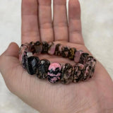 Natural Rhodonite Stone Beads Bracelet Gemstone Bangle DIY Jewelry for Woman