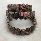 Natural Rhodonite Stone Beads Bracelet Gemstone Bangle DIY Jewelry for Woman