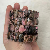 Natural Rhodonite Stone Beads Bracelet Gemstone Bangle DIY Jewelry for Woman