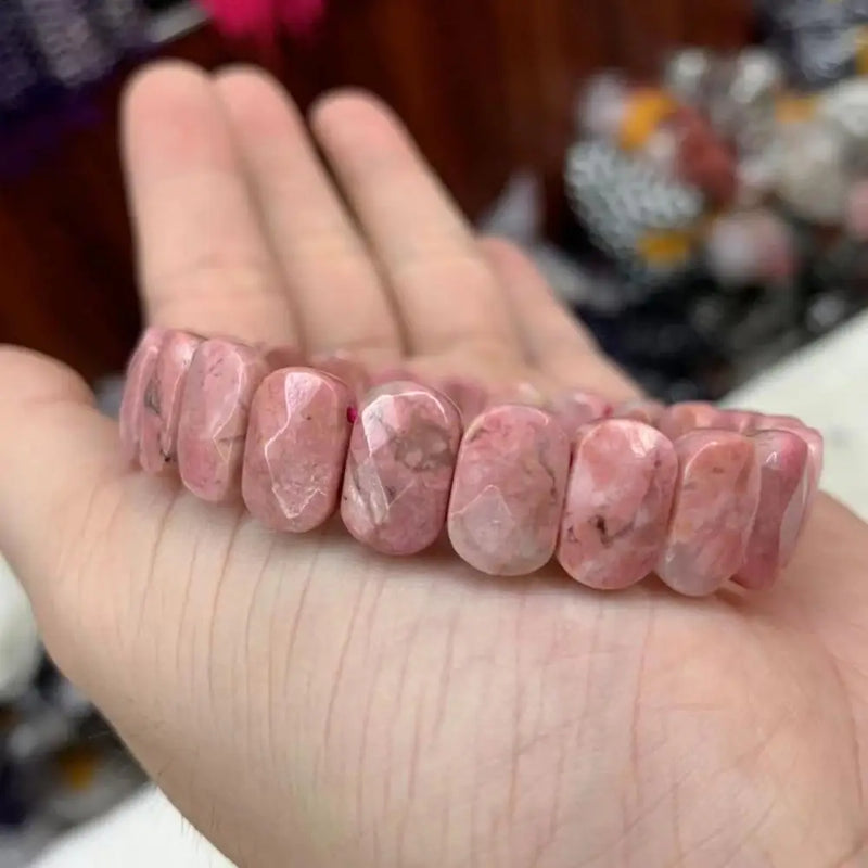 Natural Rhodonite Stone Beads Bracelet for Woman or Man