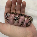 Natural Rhodonite Stone Beads Bracelet Gemstone Bangle DIY Jewelry
