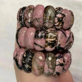 Natural Rhodonite Stone Beads Bracelet Gemstone Bangle DIY Jewelry