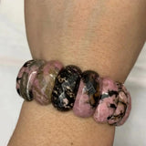Natural Rhodonite Stone Beads Bracelet Gemstone Bangle DIY Jewelry