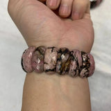Natural Rhodonite Stone Beads Bracelet Gemstone Bangle DIY Jewelry