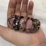 Natural Rhodonite Stone Beads Bracelet Gemstone Bangle DIY Jewelry
