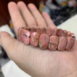 Natural Rhodonite Stone Beads Bracelet Gemstone Bangle for Men Women