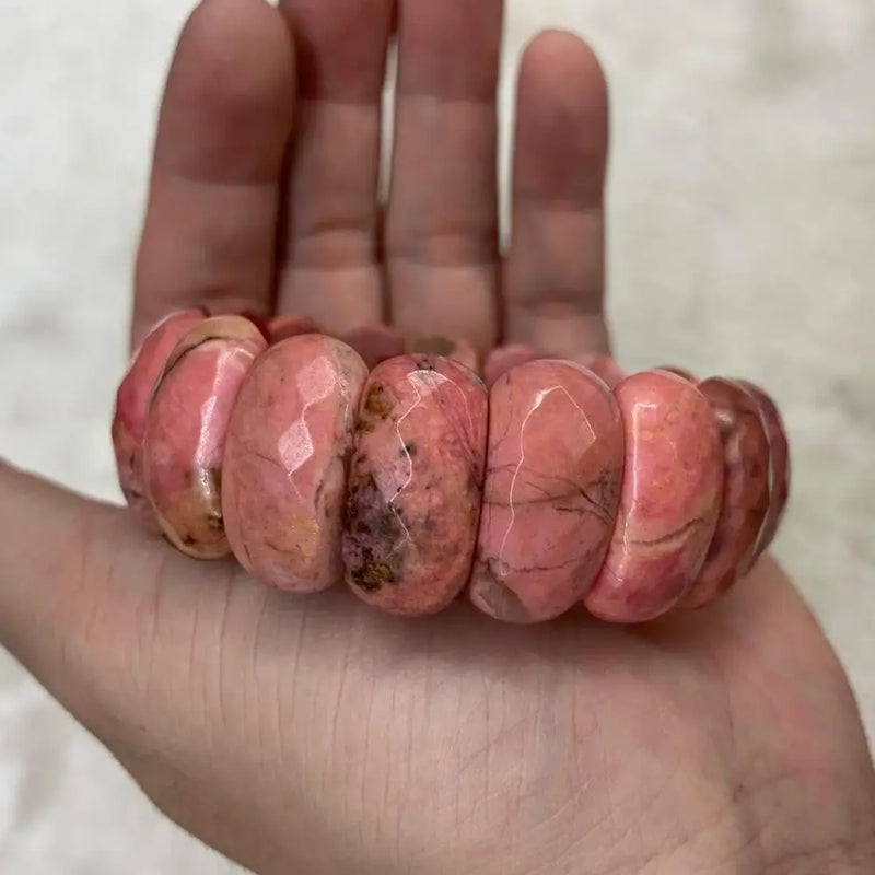 Natural Rhodonite Stone Beads Bracelet Gemstone Jewelry Bangle