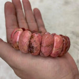 Natural Rhodonite Stone Beads Bracelet Gemstone Jewelry Bangle