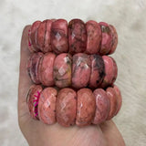 Natural Rhodonite Stone Beads Bracelet Gemstone Jewelry Bangle