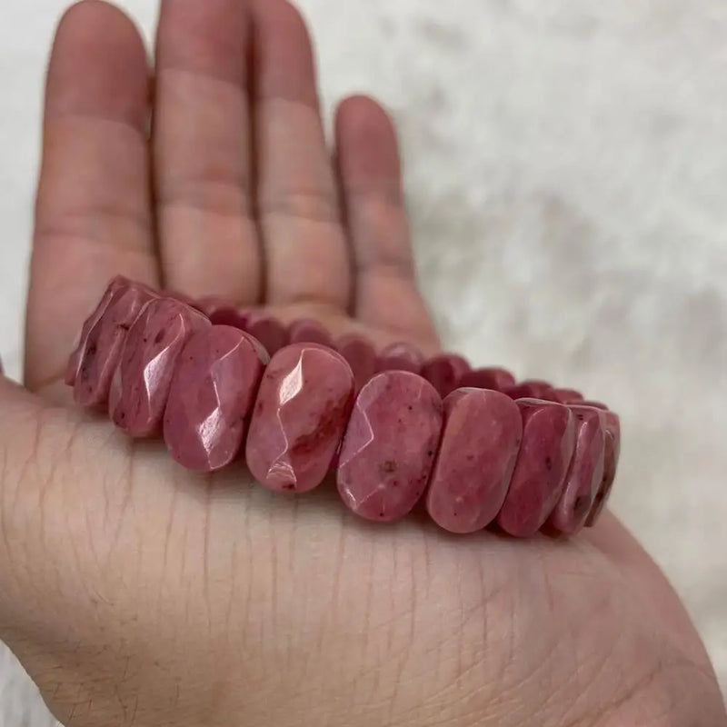 Rhodonite Stone Beads Bracelet for Women