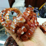 Natural Sardonyx & Red Agate Stone Beads Bracelet