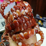 Natural Sardonyx & Red Agate Stone Beads Bracelet