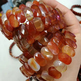 Natural Sardonyx & Red Agate Stone Beads Bracelet