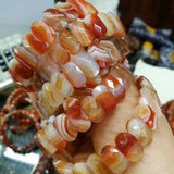 Natural Sardonyx & Red Agate Stone Beads Bracelet